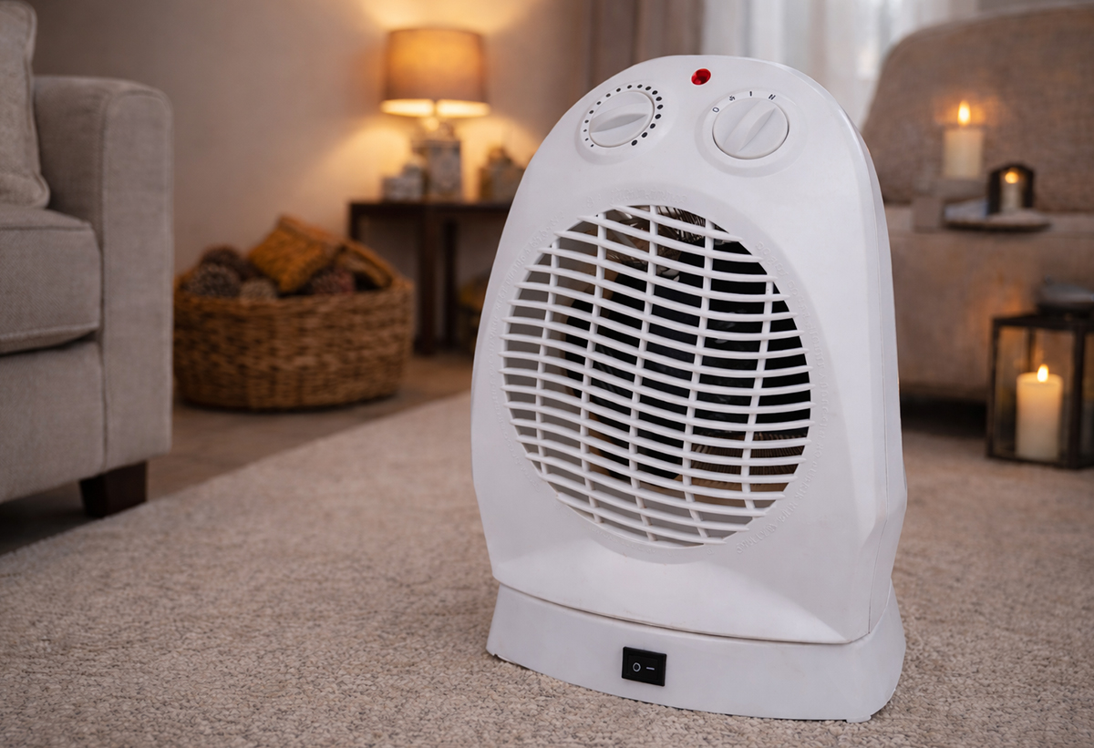 Παρουσιάζεται το αερόθερμο σε ένα σαλόνι.